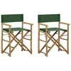 vidaXL Chaises pliables de directeur 2 pcs Vert Bambou et tissu