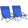 vidaXL Chaises de plage pliables 2 pcs Bleu Tissu