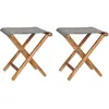 vidaXL Chaises pliables lot de 2 Bois teck solide et tissu Gris foncé