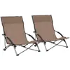 vidaXL Chaises de plage pliables 2 pcs Taupe Tissu