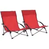 vidaXL Chaises de plage pliables 2 pcs Rouge Tissu