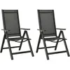 vidaXL Chaises pliables de jardin 2 pcs Textilène et aluminium Noir