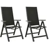vidaXL Chaises pliables de jardin 2 pcs Textilène et aluminium Noir