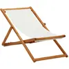 vidaXL Chaise pliable de plage bois d'eucalyptus et tissu blanc crème