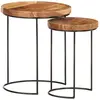 vidaXL Ensemble de table basse 2 pcs bois d'acacia massif et acier