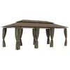 vidaXL Belvédère avec rideaux 600x298x270 cm Taupe 180 g/m²