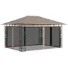 vidaXL Belvédère avec moustiquaire 4x3x2,73 m Taupe 180 g/m²