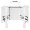 vidaXL Chapiteau de jardin avec rideaux 360x312x265 cm Blanc 180 g/m²