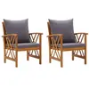 vidaXL Chaises de jardin avec coussins 2 pcs Bois d'acacia massif