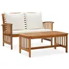 vidaXL Salon de jardin 2 pcs avec coussins Bois d'acacia solide