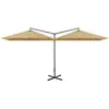 vidaXL Parasol double avec mât en acier Taupe 600x300 cm