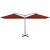 vidaXL Parasol double avec mât en acier Terre cuite 600x300 cm