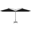 Vidaxl - Parasol de jardin double avec mât en acier noir 600x300 cm