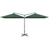 vidaXL Parasol double avec mât en acier Vert 600x300 cm