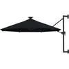 vidaXL Parasol mural avec mât métallique et LED 300 cm Noir