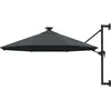 vidaXL Parasol mural avec mât métallique et LED 300 cm Anthracite