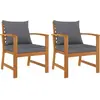 vidaXL Chaises de jardin 2 pcs avec coussin gris foncé Bois d'acacia