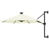 vidaXL Parasol mural avec mât métallique et LED 300 cm Sable