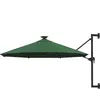 vidaXL Parasol mural avec mât métallique et LED 300 cm Vert