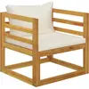 vidaXL Chaise de jardin avec coussins crème Bois d'acacia massif