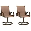 vidaXL Chaises pivotantes de jardin 2 pcs Textilène et acier Marron