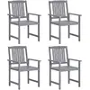 vidaXL Chaises de jardin lot de 4 Bois massif d'acacia Gris