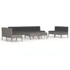 vidaXL Salon de jardin 10 pcs avec coussins Résine tressée Gris