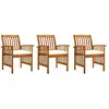 vidaXL Chaises à dîner de jardin 3pcs et coussins Bois d'acacia massif
