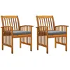 vidaXL Chaises à dîner de jardin 2pcs et coussins Bois d'acacia massif