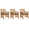 vidaXL Chaises à dîner de jardin 3pcs et coussins Bois d'acacia massif