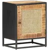 vidaXL Table de chevet 40x30x50 cm Bois de manguier et canne naturelle