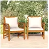 vidaXL Chaises de canapé et coussins blanc crème lot de 2 Bois acacia