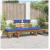 vidaXL Banc de jardin avec coussins 2-en-1 190 cm Bois solide d'acacia