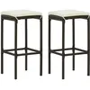 vidaXL Tabourets de bar avec coussins lot de 2 marron résine tressée