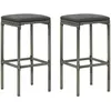 vidaXL Tabourets de bar avec coussins lot de 2 gris résine tressée