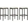 vidaXL Tabourets de bar avec coussins lot de 3 marron résine tressée