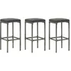 vidaXL Tabourets de bar avec coussins lot de 3 gris résine tressée