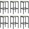 vidaXL Tabourets de bar avec coussins lot de 6 noir résine tressée