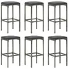 vidaXL Tabourets de bar avec coussins lot de 6 gris résine tressée