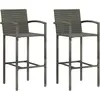 vidaXL Tabourets de bar lot de 2 gris résine tressée