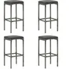 vidaXL Tabourets de bar avec coussins lot de 4 gris résine tressée