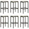 vidaXL Tabourets de bar avec coussins lot de 6 marron résine tressée