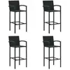 vidaXL Tabourets de bar lot de 4 noir résine tressée