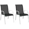 vidaXL Chaises empilables de jardin 2 pcs Acier et textilène Noir