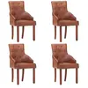 vidaXL Chaises à manger lot de 4 marron cuir de chèvre véritable