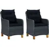 vidaXL Chaises de jardin avec coussins 2 pcs Résine tressée Gris foncé