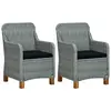 vidaXL Chaises de jardin avec coussins 2 pcs Résine tressée Gris clair