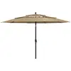 vidaXL Parasol à 3 niveaux avec mât en aluminium Taupe 3,5 m