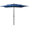 vidaXL Parasol à 3 niveaux avec mât en aluminium Bleu azuré 2,5x2,5 m