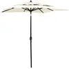 vidaXL Parasol à 3 niveaux avec mât en aluminium Sable 2x2 m